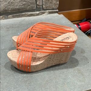 Orange wedge shoes